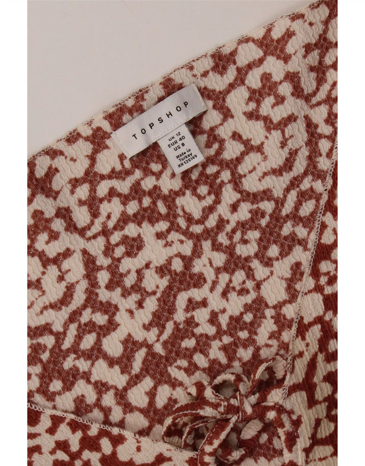 Damska sukienka trapezowa Topshop w abstrakcyjny wzór UK 12 Średni bordowy