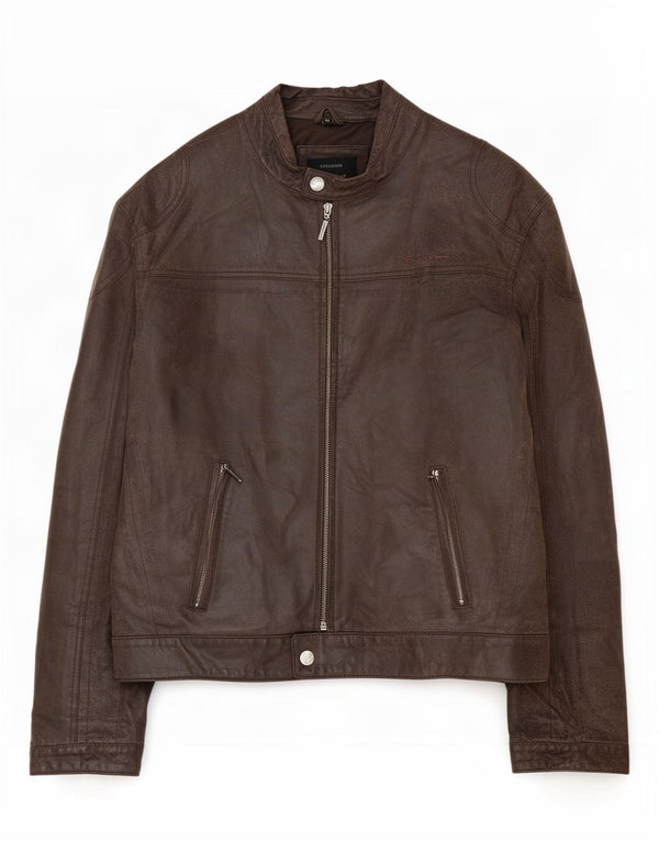 Męska skórzana kurtka motocyklowa Ben Sherman UK 38 Średni brąz