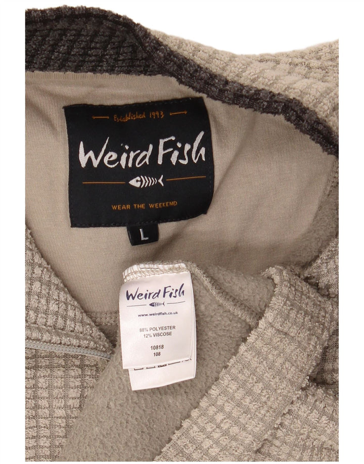 Weird Fish Męski sweter z zamkiem błyskawicznym, duży beżowy poliester