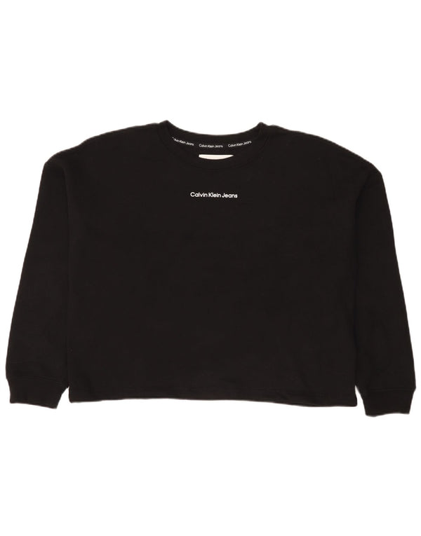 Damska bluza Calvin Klein Jeans Crop Graphic Jumper UK 16, duża czarna