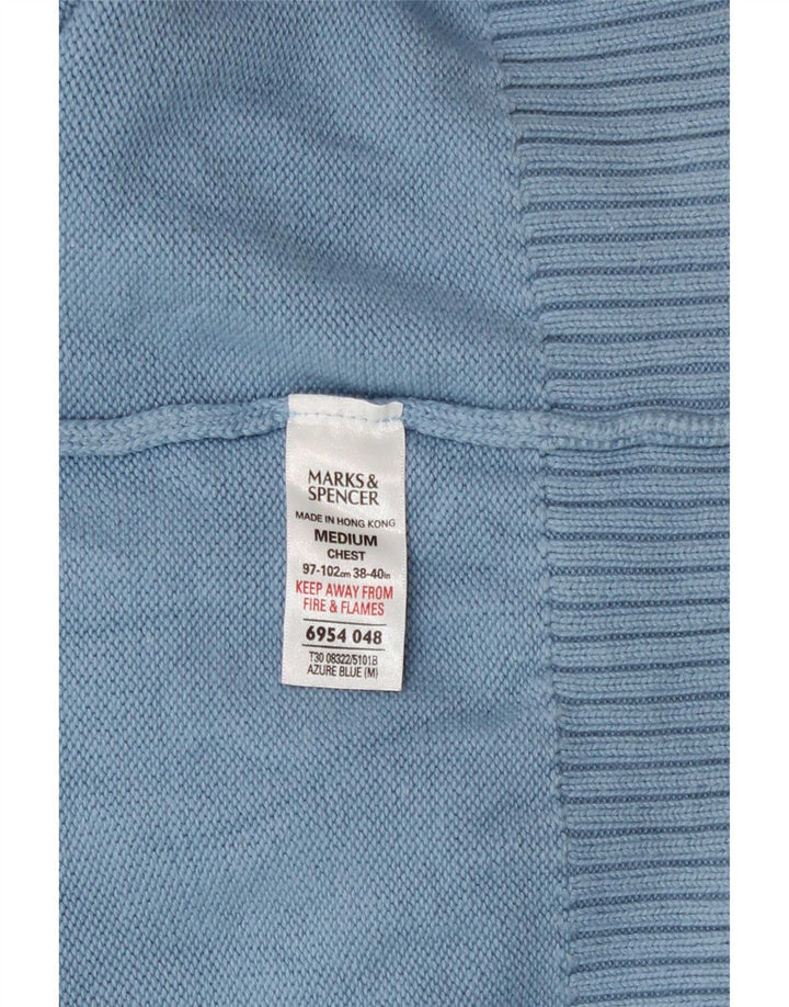 Męski sweter Marks & Spencer Blue Harbor z dekoltem w kształcie litery V, średniej jakości bawełna