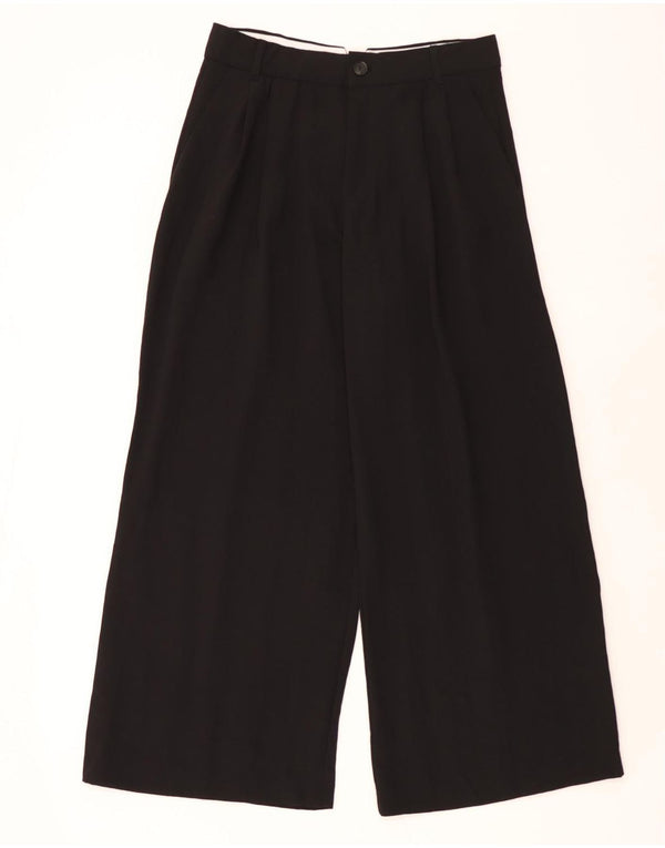 Damskie spodnie typu casual z wysokim stanem i szerokimi nogawkami Zara, duże W30 L30 czarne