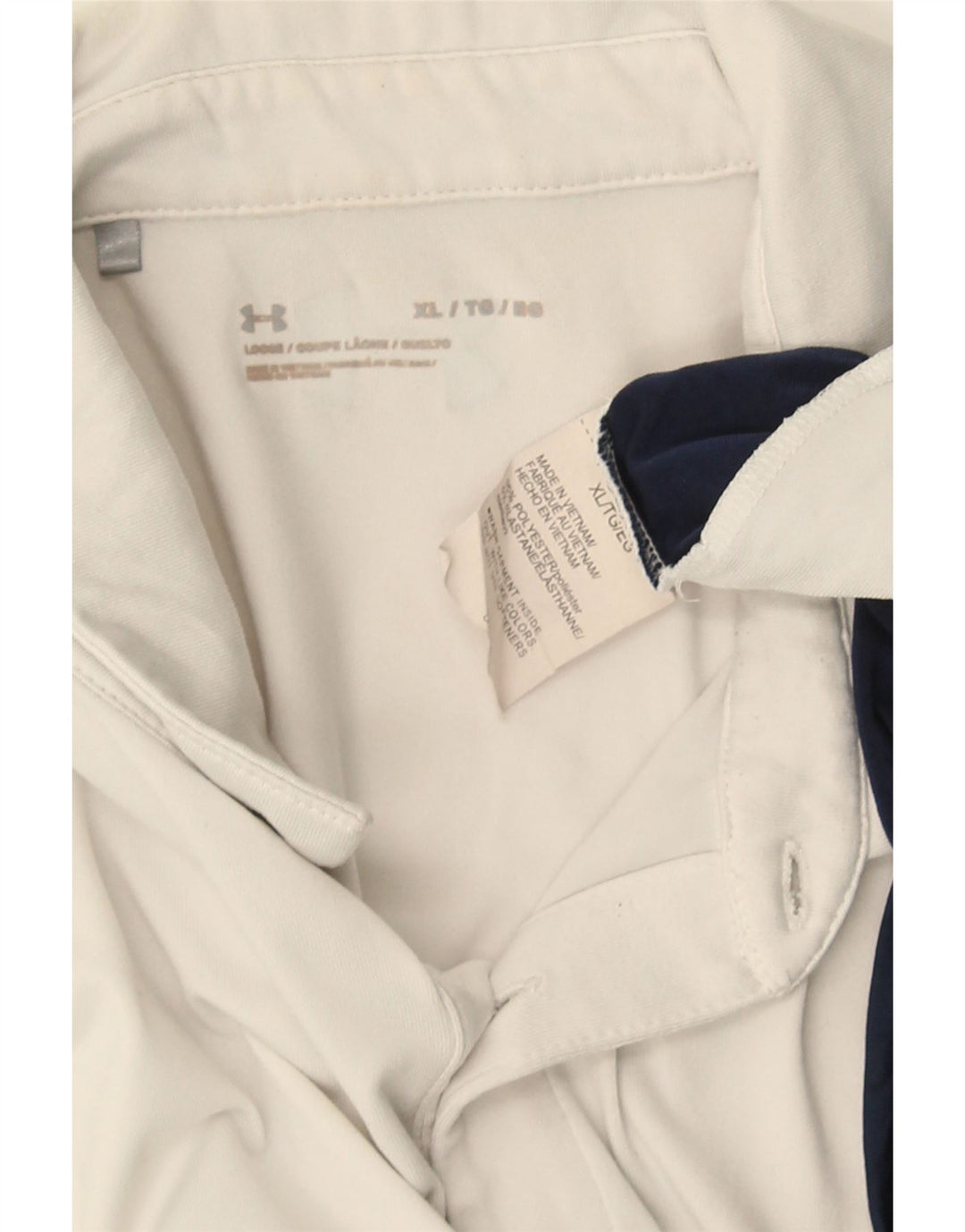 Męska koszulka polo UNDER ARMOUR XL, biały, poliester z blokami kolorów