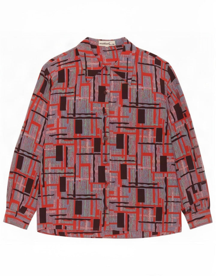 Damska bluzka koszulowa oversize w stylu vintage IT 44 Średnia, wielokolorowa, geometryczna