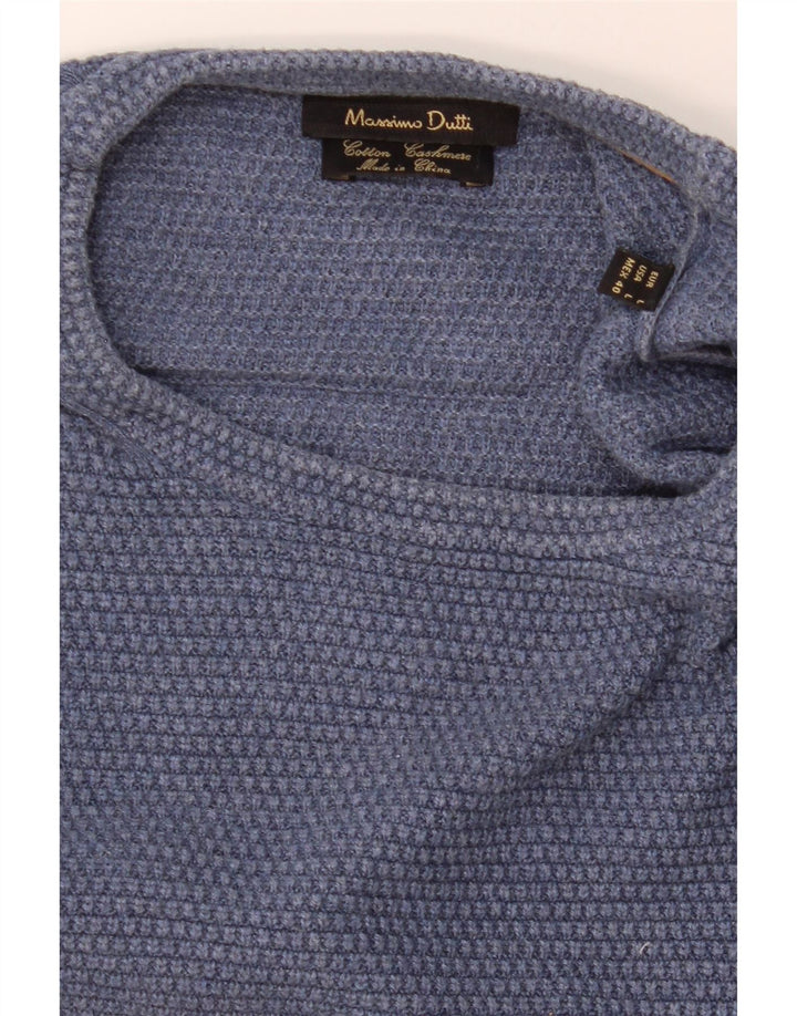 Męski sweter Massimo Dutti z okrągłym dekoltem, duży, niebieski, bawełniany