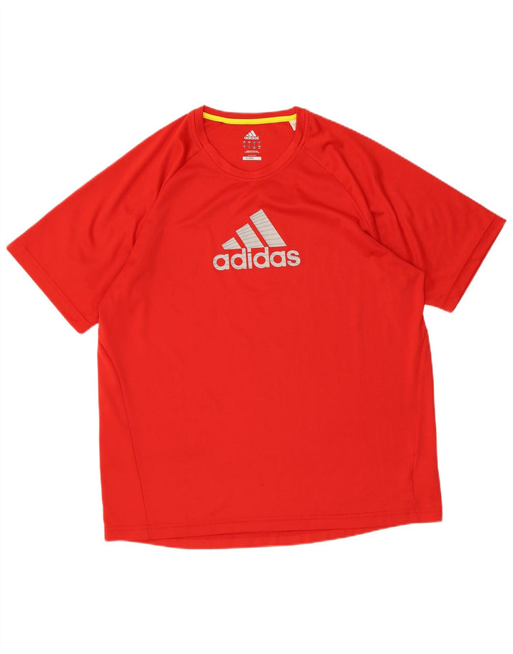 Męski T-shirt ADIDAS Climalite z grafiką, duży, czerwony, poliester