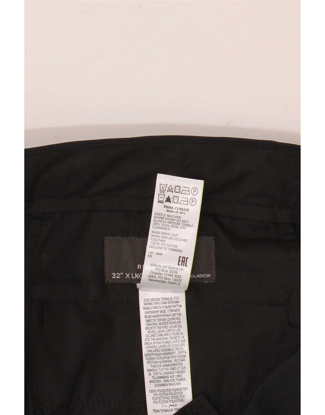 Męskie spodnie chino o regularnym kroju Marks & Spencer W32 L35 Granatowy poliester