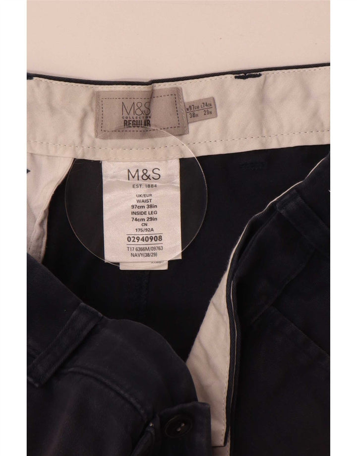 Męskie spodnie typu chino Regular Marks & Spencer W38 L29 Granatowa bawełna