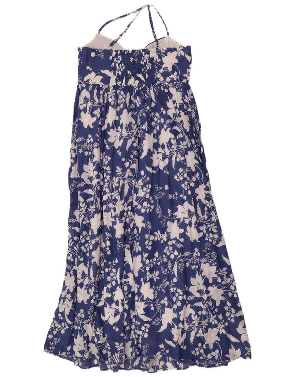 Sukienka damska Zara Maxi Halter UK 12 Średni niebieski z bawełny w kwiaty