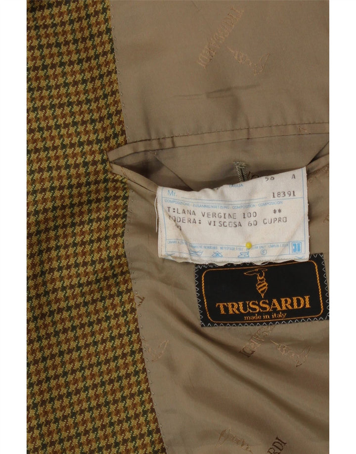 Męska marynarka zapinana na 2 guziki Trussardi IT 56 3XL Beżowa pepitka