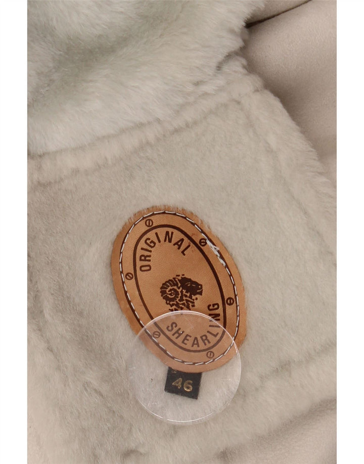 VINTAGE Womens Shearling Coat IT 46 Large Beige Floral Shearling Vintage Vintage and Second-Hand Vintage from Messina Hembry 