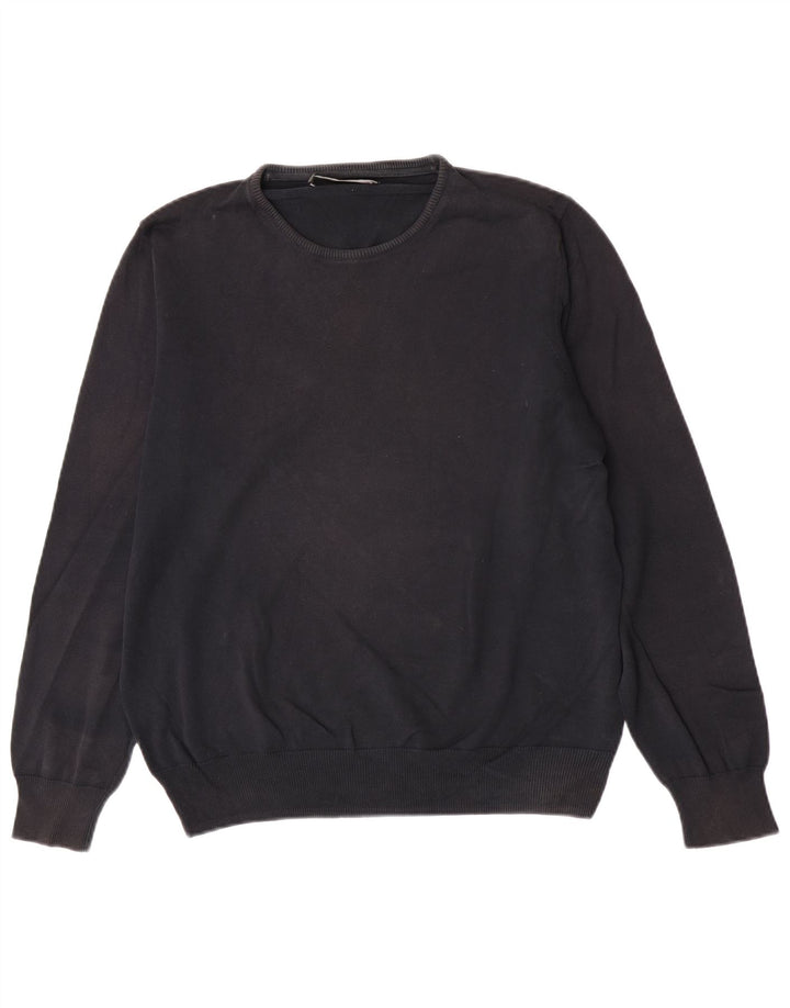 Męski sweter Zara z okrągłym dekoltem, duży, czarny