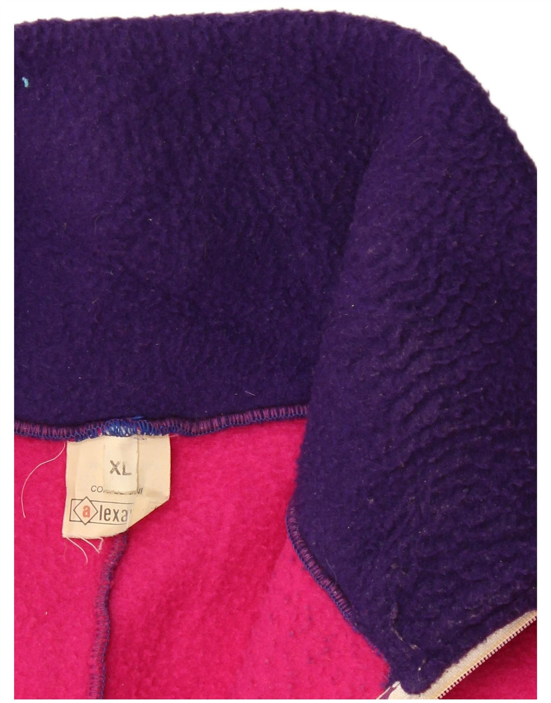 Męski sweter polarowy ALEXANDER XL, fioletowy, z blokami kolorów, z poliestru zapinanego na zamek