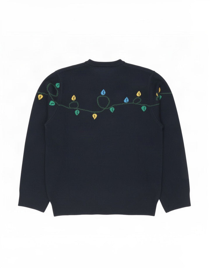 Marks & Spencer Męski sweter z okrągłym dekoltem, duży, granatowy, świąteczny