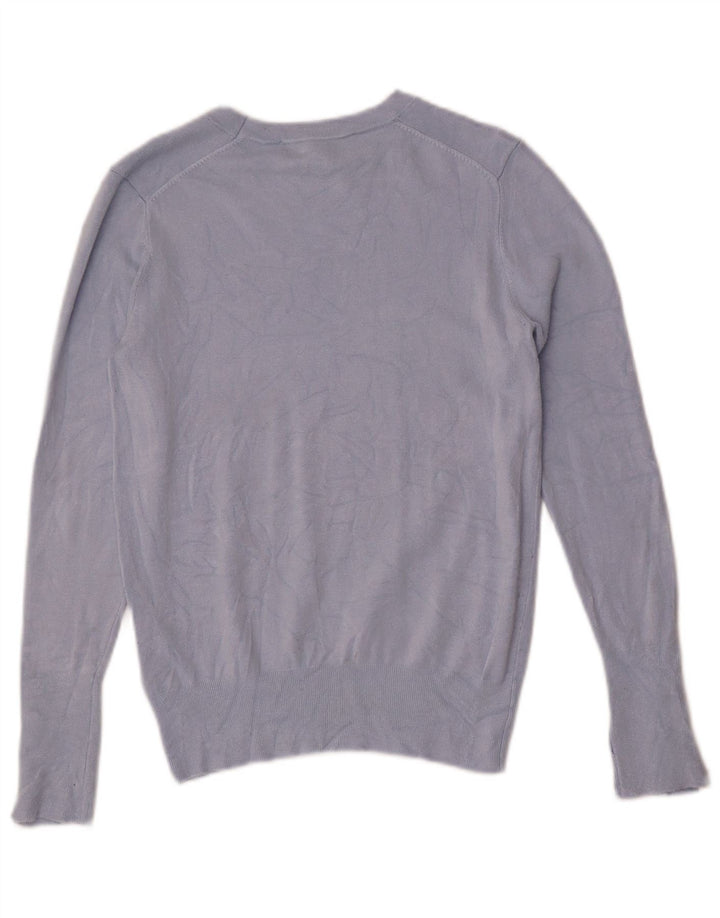 Damski sweter Zara z dekoltem w łódkę UK 12 Średni niebieski wiskoza