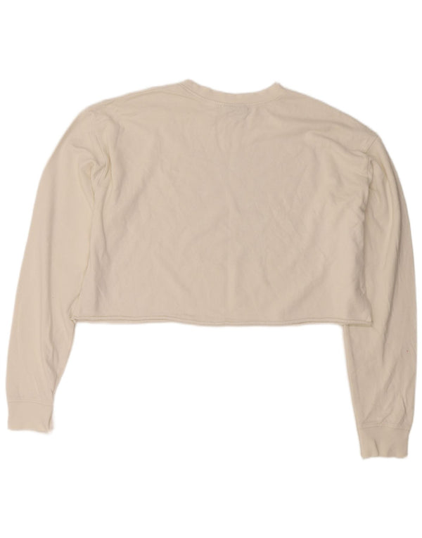 Topshop Damski sweter typu Crop Oversize UK 10, mały, biały, bawełniany