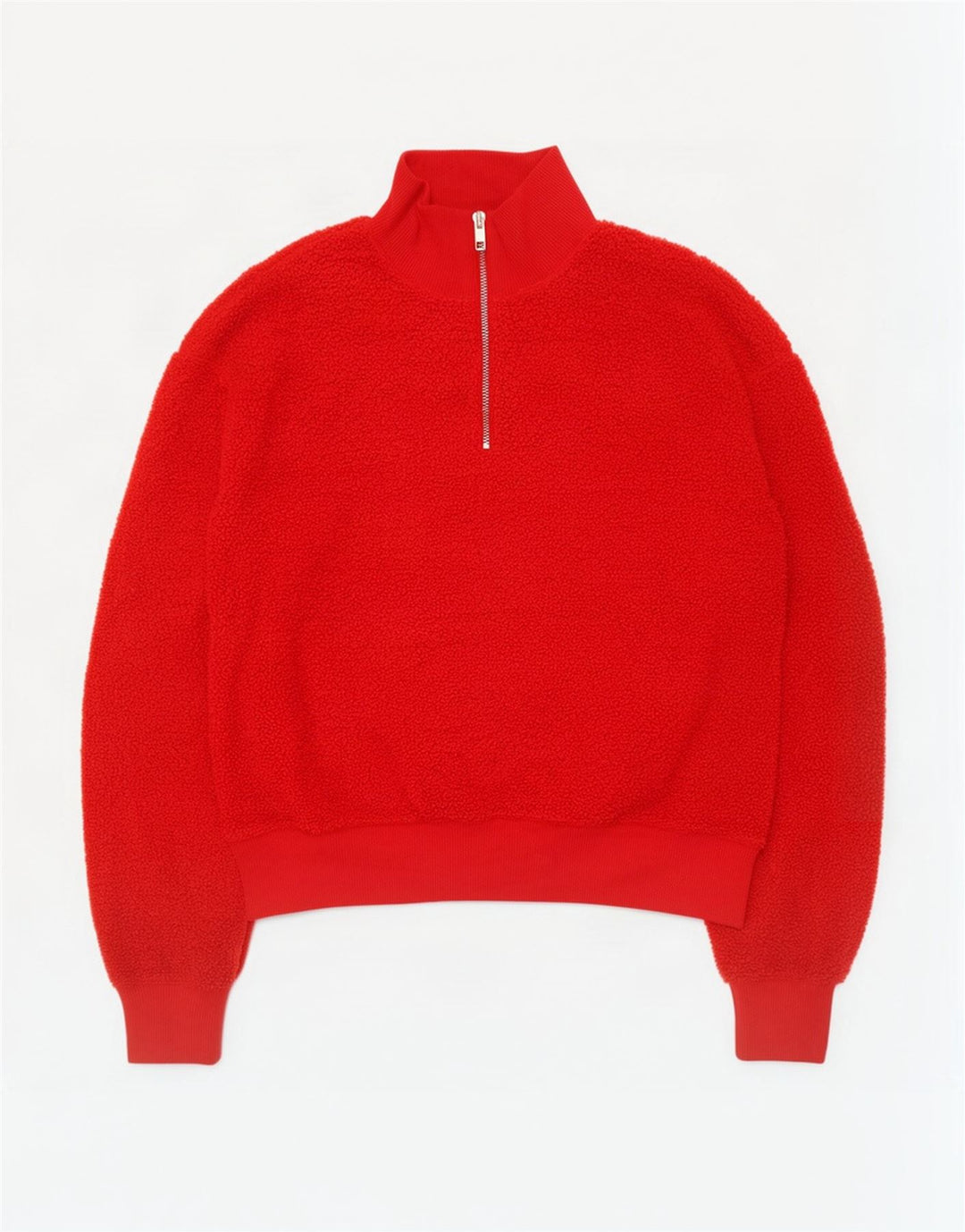 Topshop Damski sweter oversize z zamkiem błyskawicznym, polarem UK 10, mały, czerwony poliester