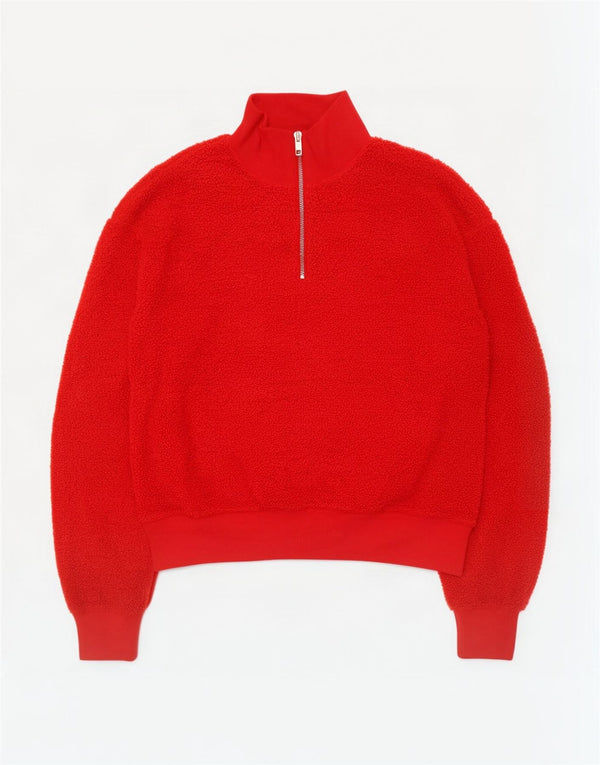 Topshop Damski sweter oversize z zamkiem błyskawicznym, polarem UK 10, mały, czerwony poliester
