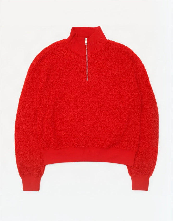 Topshop Damski sweter oversize z zamkiem błyskawicznym, polarem UK 10, mały, czerwony poliester