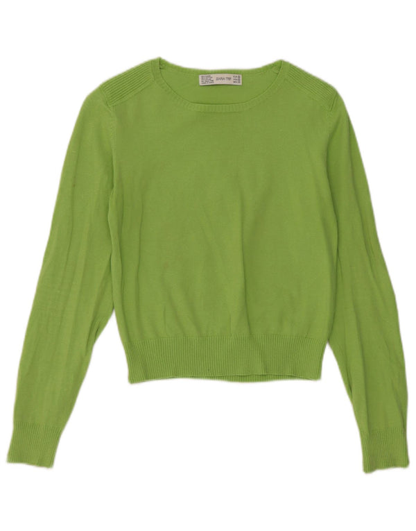 Damski sweter Zara Crop Boat Neck Sweter UK 12 Średni Zielony Ramie