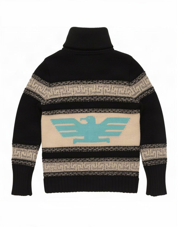 Męski sweter kardigan Superdry z grafiką, duży, czarny, akrylowy z blokami kolorów