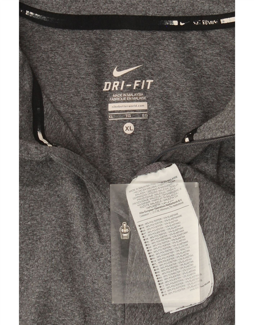 Męska koszulka Nike Dri Fit z zamkiem błyskawicznym i długim rękawem XL, szary, nakrapiany poliester