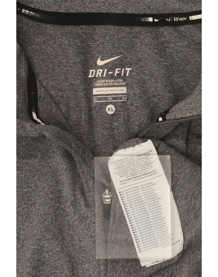Męska koszulka Nike Dri Fit z zamkiem błyskawicznym i długim rękawem XL, szary, nakrapiany poliester