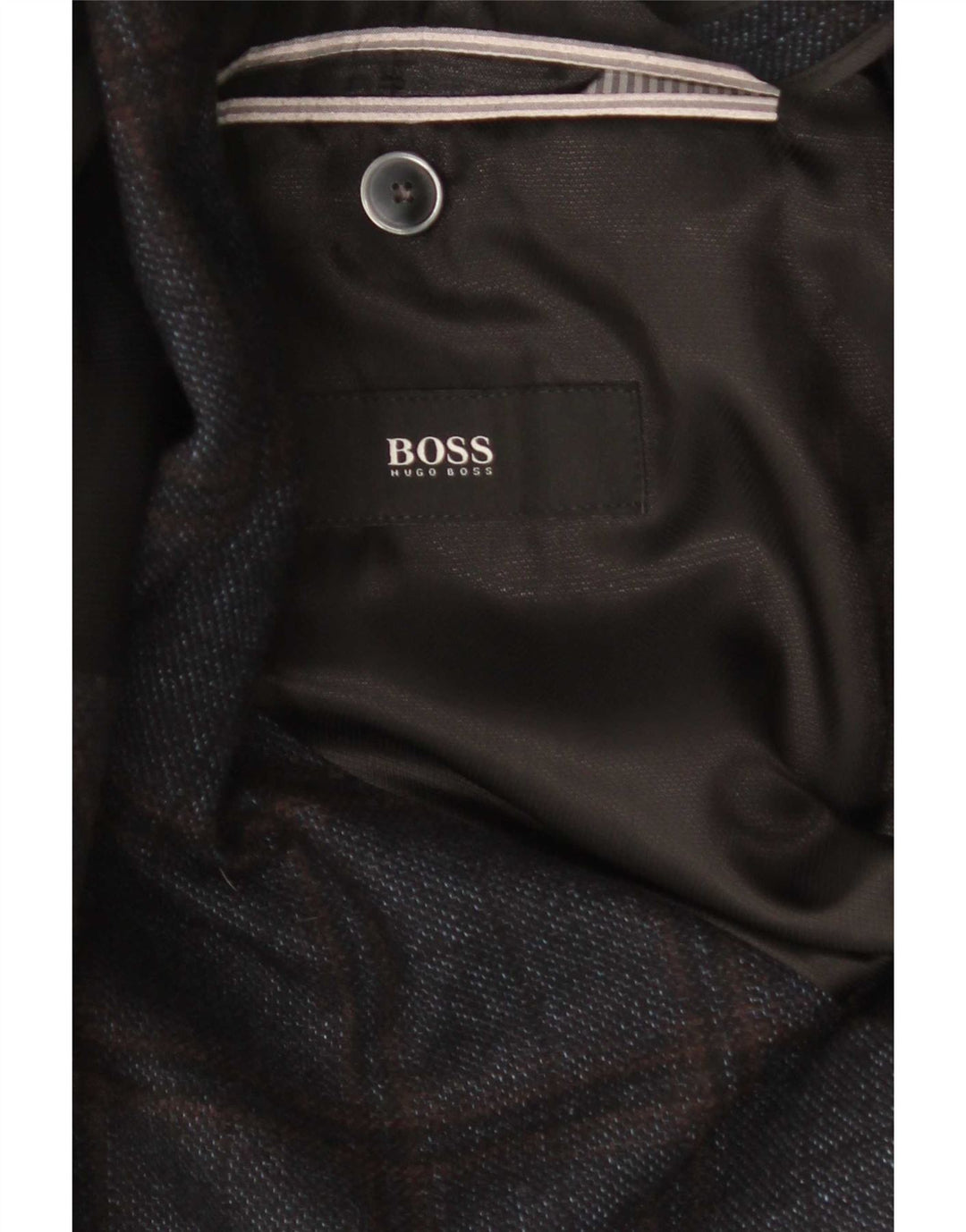 Męska marynarka zapinana na 2 guziki Hugo Boss EU 56 3XL Granatowa wełniana kratka