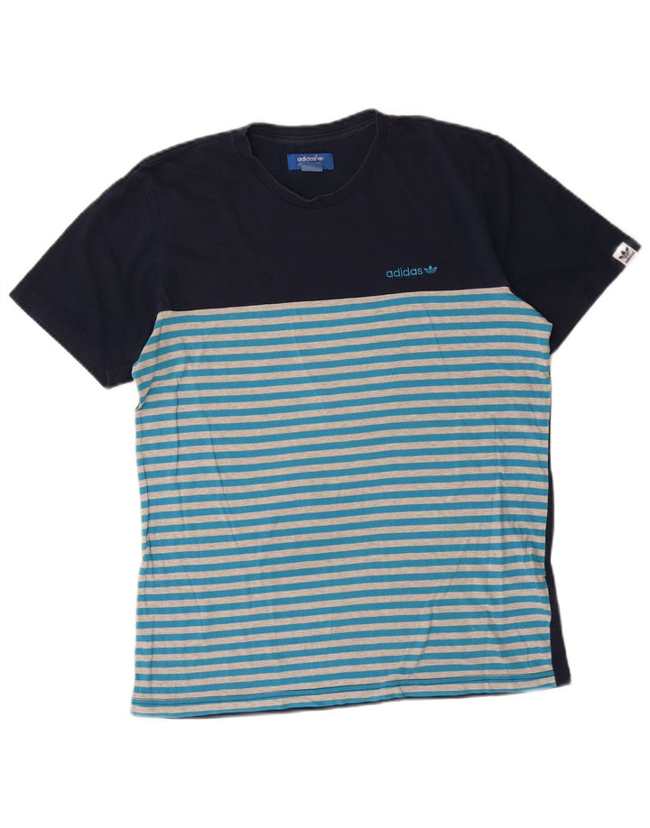 T-shirt męski Adidas Top Medium granatowy, bawełniany w paski