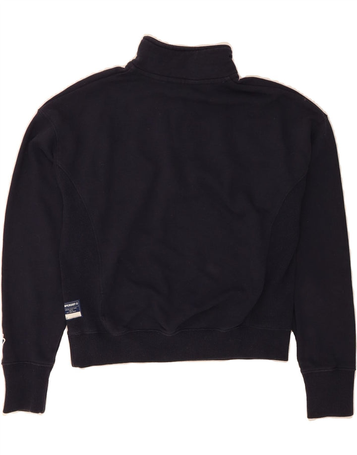 SUPERDRY Womens Oversized Zip Neck Sweatshirt Jumper UK 8 Small  Navy Blue Vintage Superdry and Second-Hand Superdry from Messina Hembry 