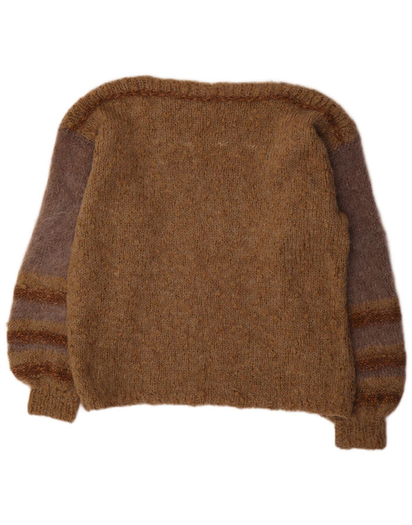 Sweter damski VINTAGE z dekoltem w łódkę UK 18 XL w brązowe paski