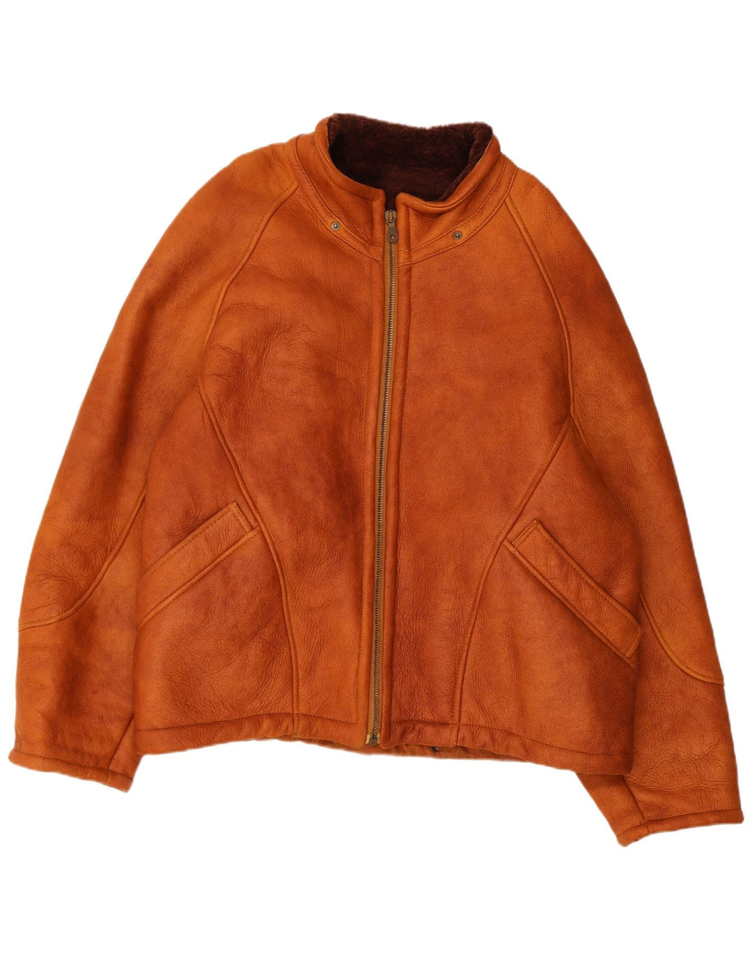 Vintage damska kurtka shearling UK 12 średni brąz