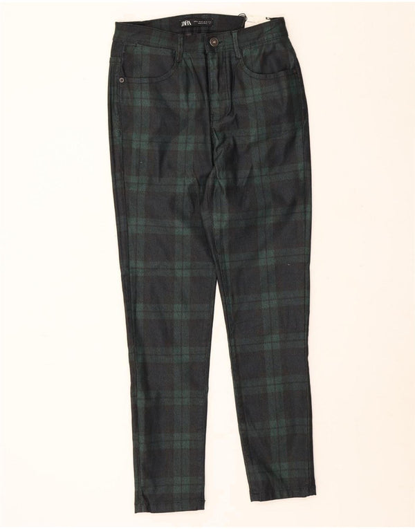 Męskie spodnie typu skinny casual Zara EU 38 Small W30 L26 Bawełniana zielona krata