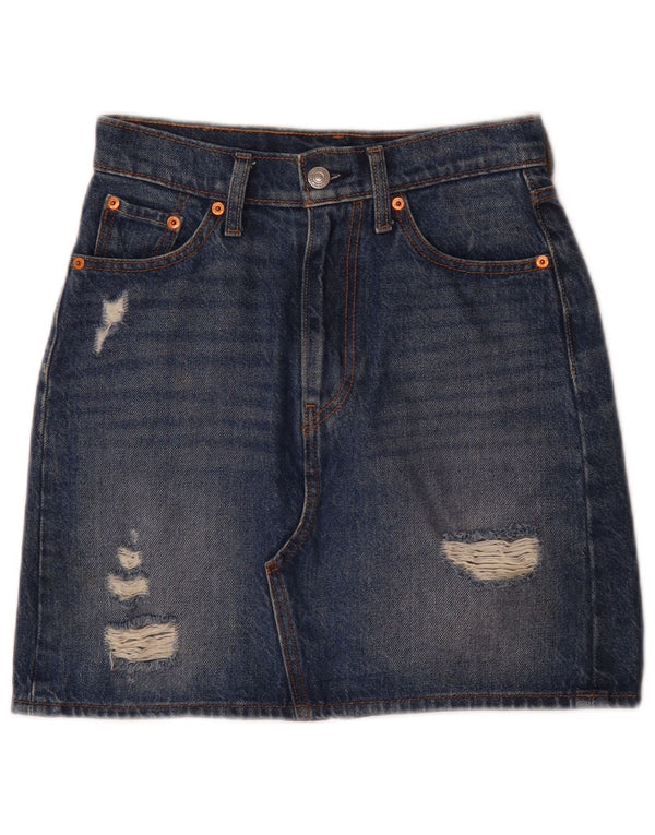 Damska spódnica dżinsowa Levi's w trudnej sytuacji W24 XS Niebieska bawełna