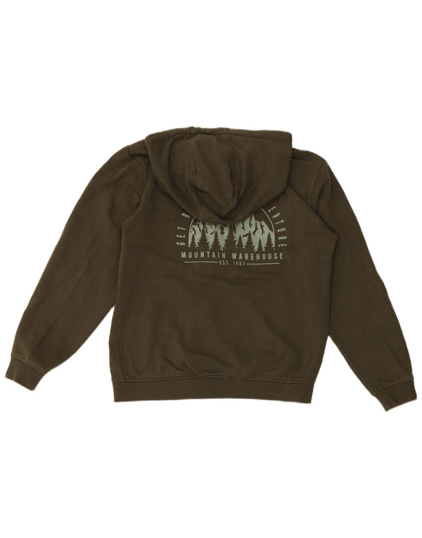 Męski sweter z kapturem i zamkiem błyskawicznym Mountain Warehouse, mały, bawełniany khaki