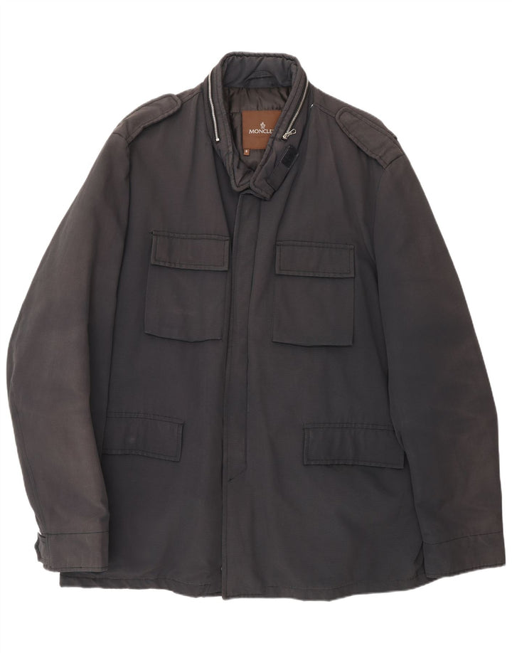Męska wyściełana kurtka wojskowa Moncler Rozmiar 6 3XL Czarna bawełna