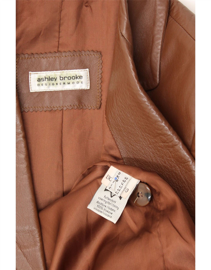ASHLEY BROOKE Womens Leather Jacket UK 14 Large Brown Leather