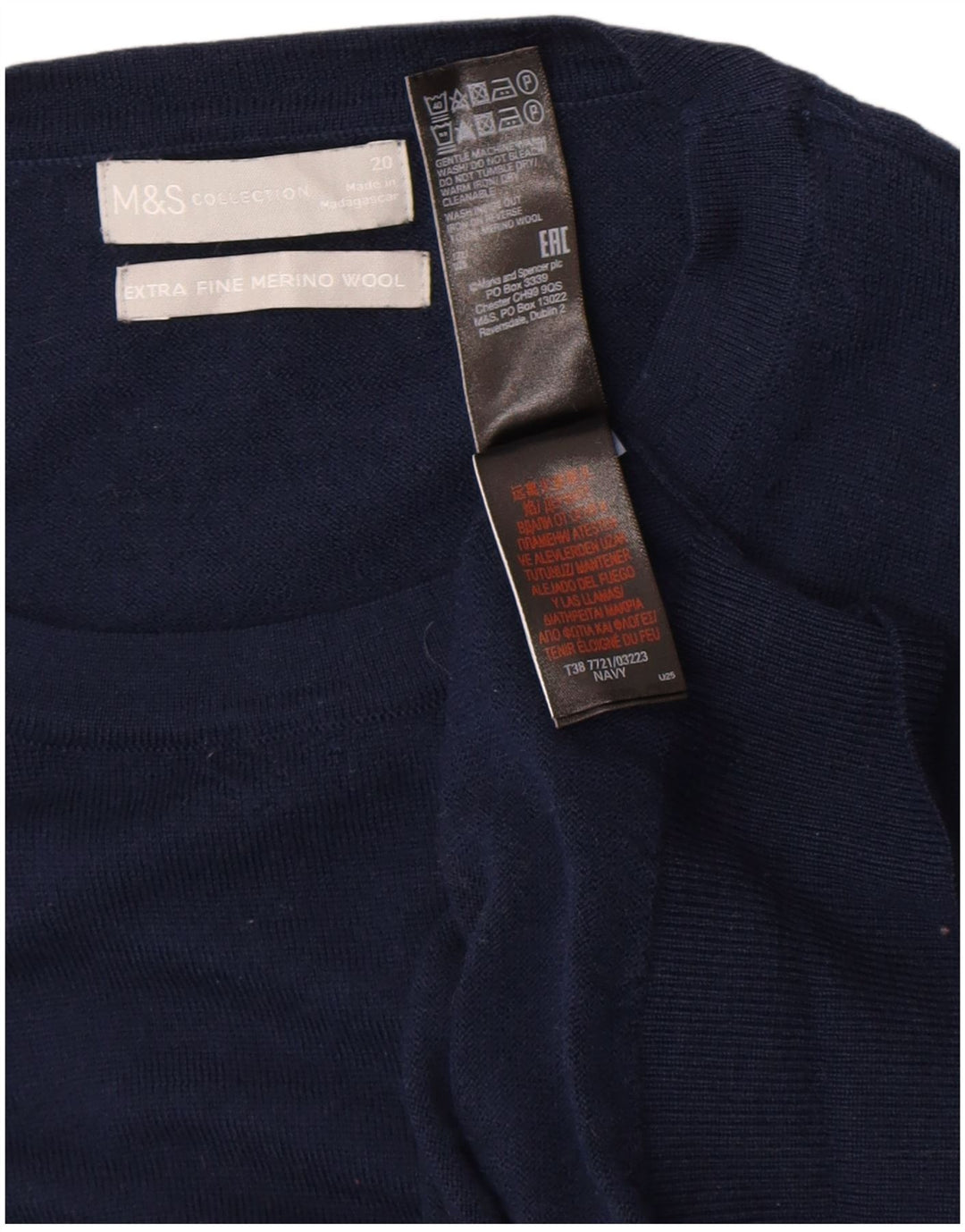 Marks & Spencer Damski sweter z okrągłym dekoltem UK 20 2XL Granatowy