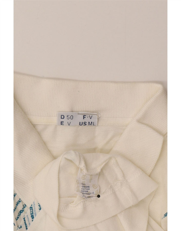 Męska koszulka polo Sergio Tacchini IT 50 Średnio biała, geometryczna bawełna