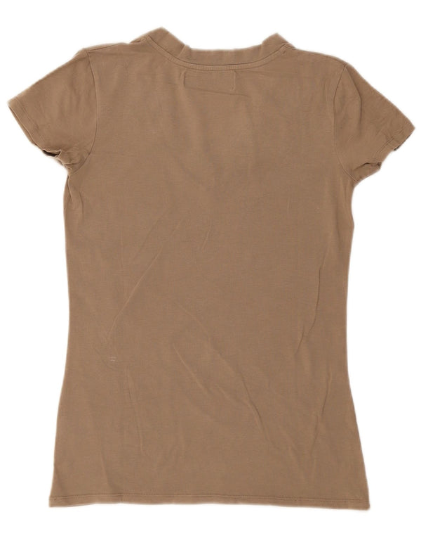 T-shirt damski Zara Top UK 14, duży, beżowy, bawełniany