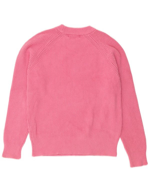 Marks & Spencer Damski sweter z okrągłym dekoltem, UK 10, mały, różowy, bawełniany