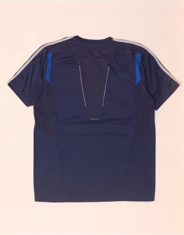 Adidas Męski T-shirt Climacool Top Duży Granatowy Poliester z blokami kolorów