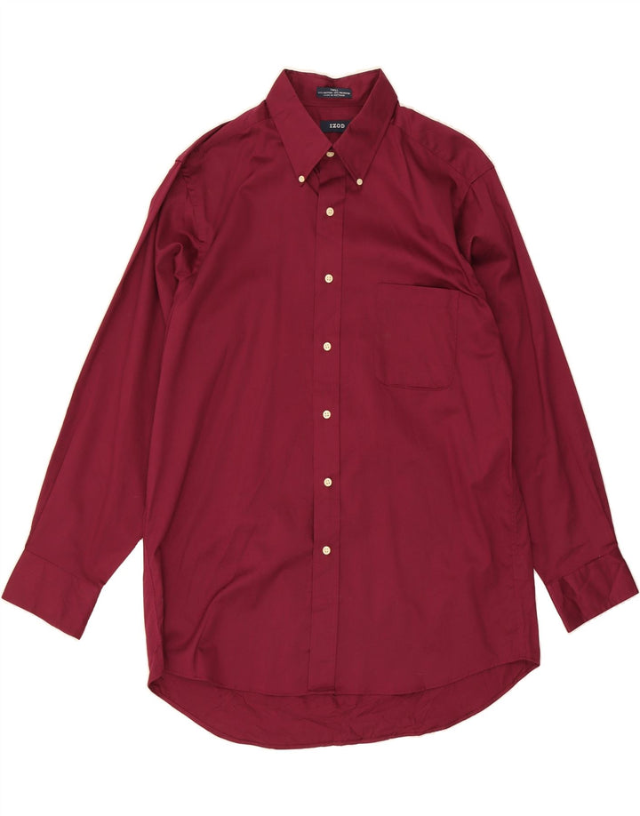IZOD Mens Shirt Size 16 Large Burgundy Cotton Vintage Izod and Second-Hand Izod from Messina Hembry 