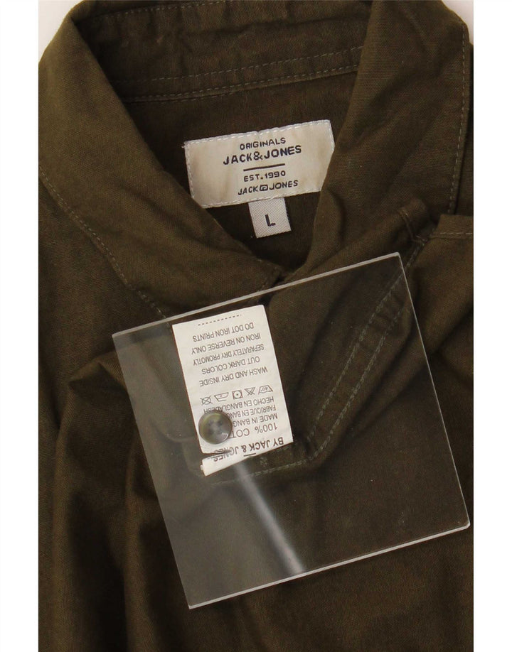 Koszula męska Jack & Jones, duża, bawełniana khaki