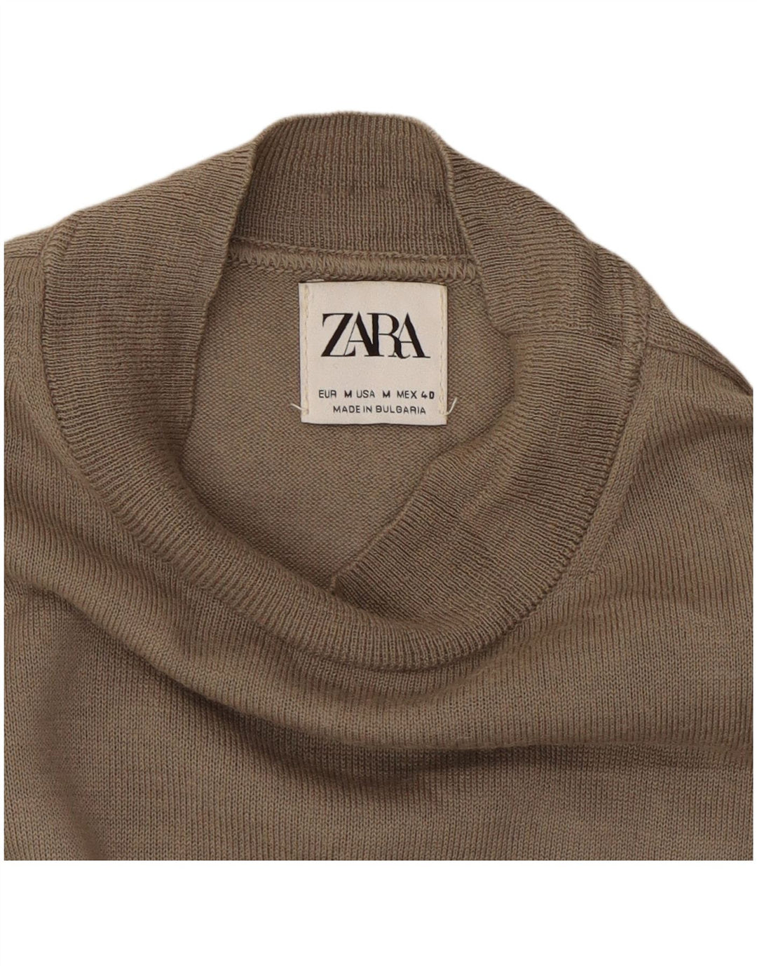 Sweter damski Zara z okrągłym dekoltem UK 14, średni brąz