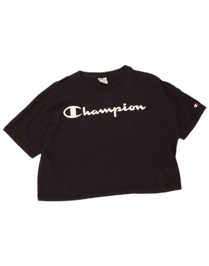 Damska koszulka Champion Oversize Crop Graphic Top UK 14 Medium Black