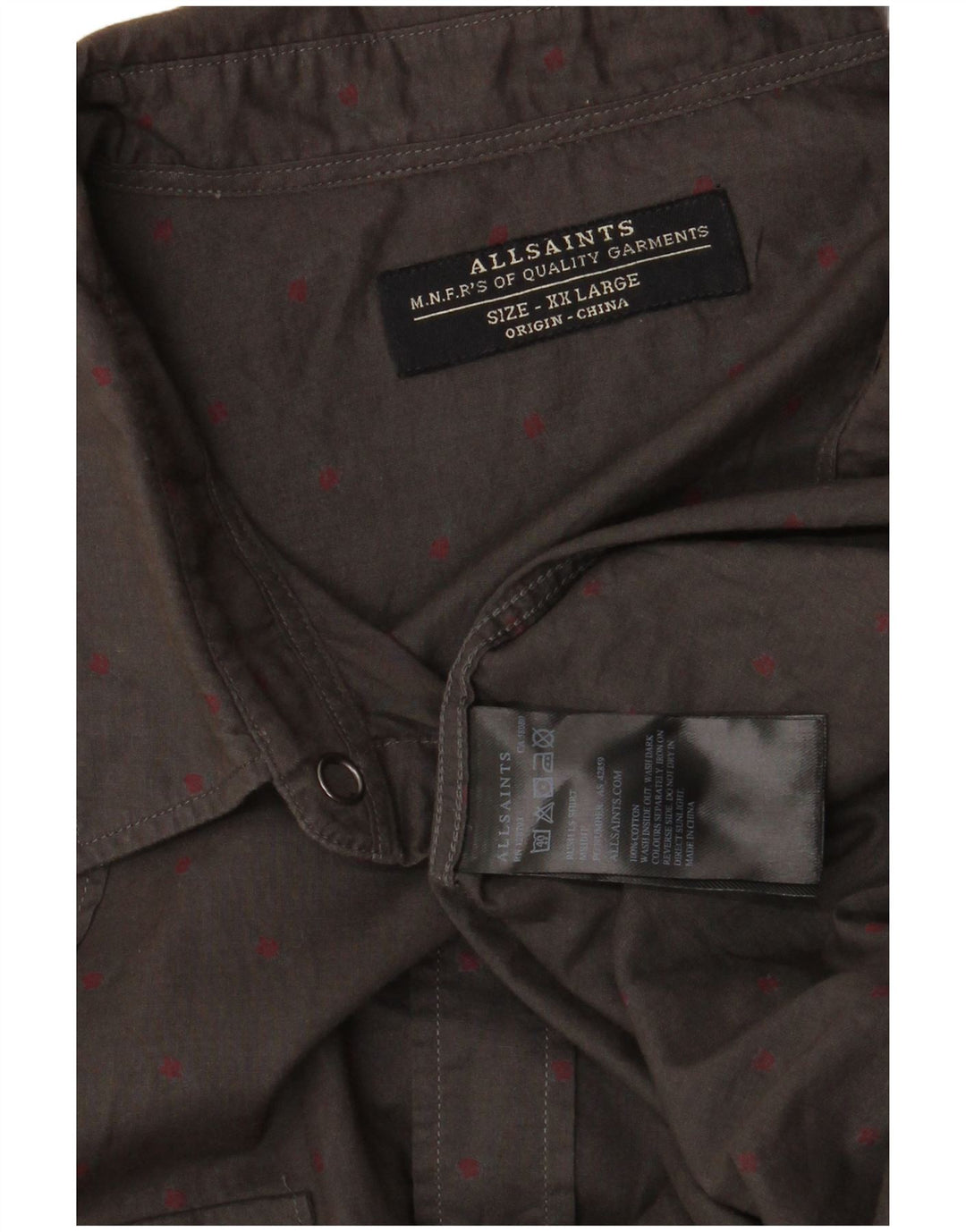 Koszula męska All Saints 2XL, szara, bawełniana w cętki