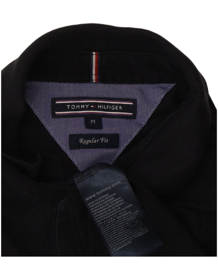 Męska koszulka polo Tommy Hilfiger o regularnym kroju, średnia czarna, bawełniana