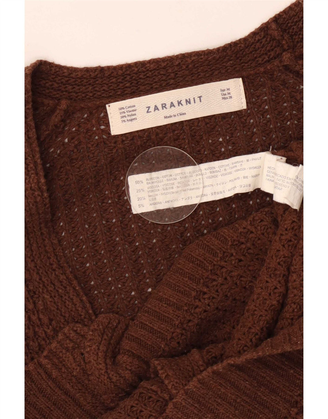 Sweter damski Zara Cardigan UK 12 Średni brązowy bawełniany