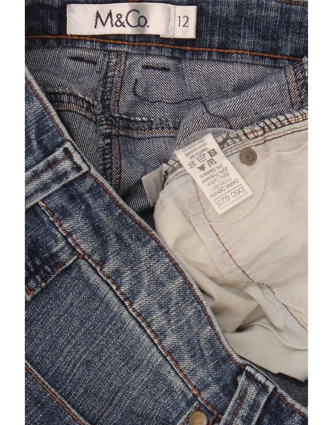 Damskie spodenki jeansowe M&Co UK 12 Medium W32 Niebieskie bawełniane
